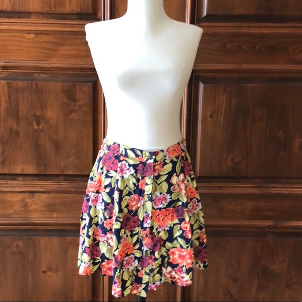 Urban Outfitters Floral Skater Button Up Skirt